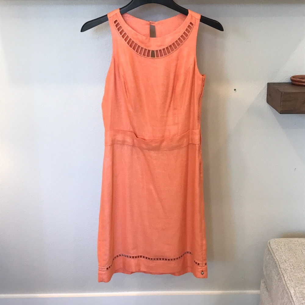 Gold and Coral Shortsleeve Dress